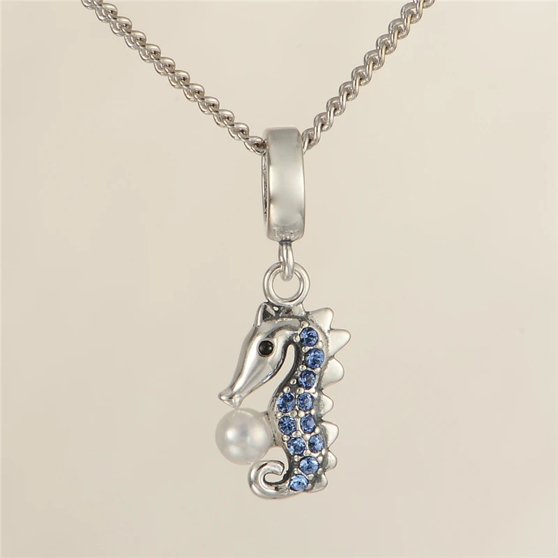 925 пробы Серебряные ювелирные изделия гиппокамп шарма бусины в форме животных