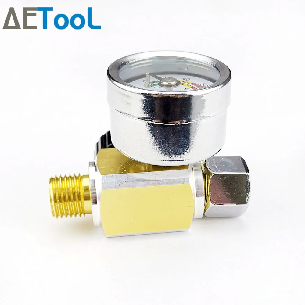 AETool 1/4 нитей LVLP HVLP Spary пистолет регулятор манометр пневматический инструмент Пневматический краскопульт Регулируемый регулятор давления 0-140PSI/10 бар