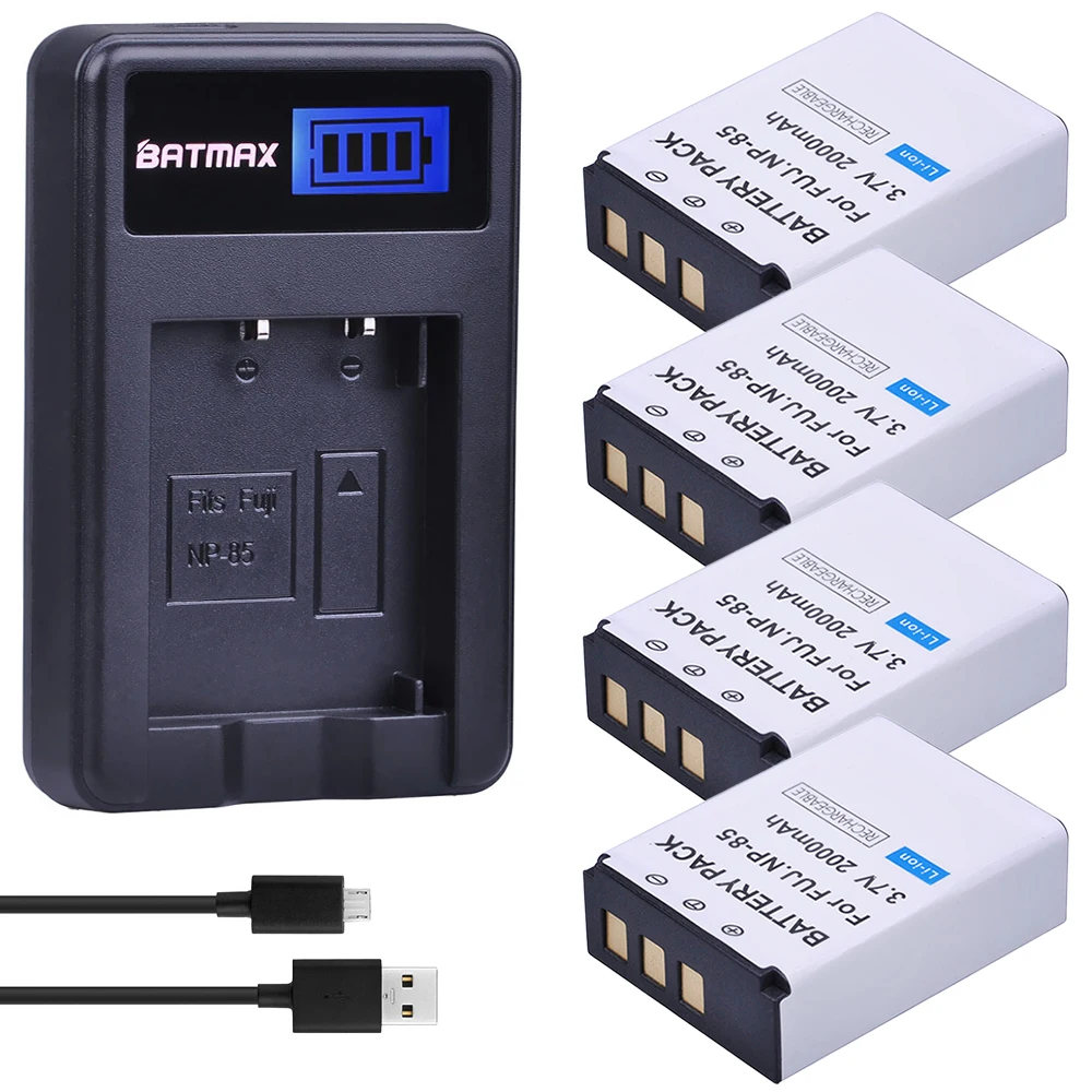 4 шт. аккумуляторные батареи 3 7 в NP85 NP 85 + USB зарядное устройство с жк дисплеем для