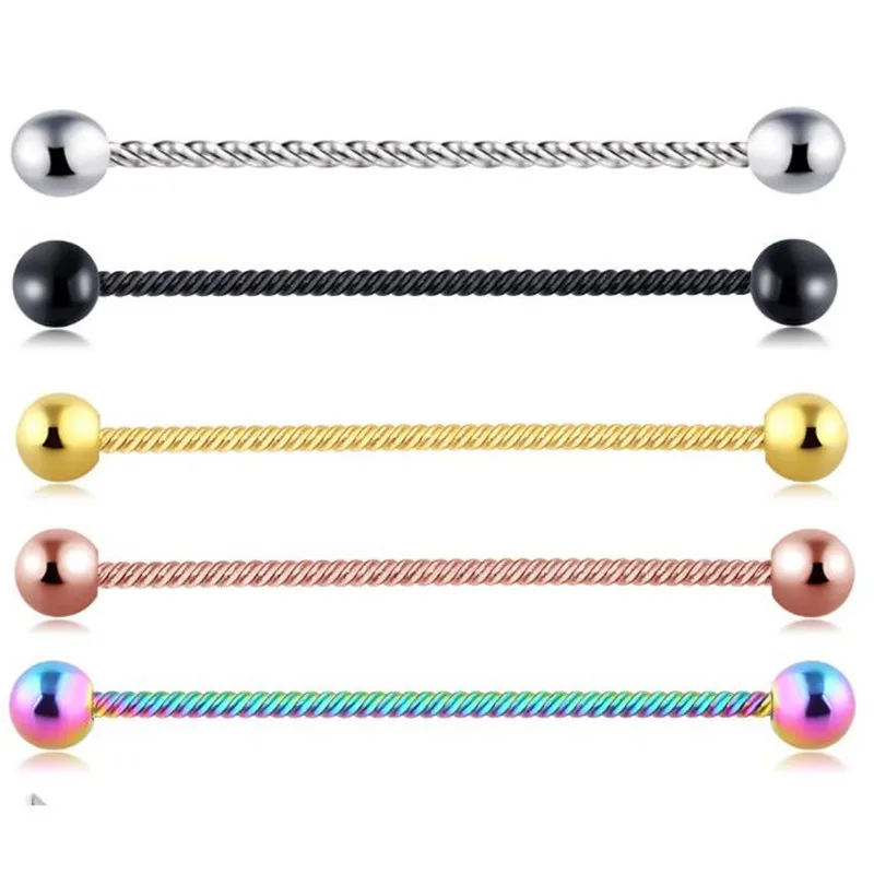 

Multicolor Stainless Steel Ear Bone Nail Piercing Stud Earrings Women Men Body Jewelry BarBell Fake Ear Tunnel Fashion jewelry