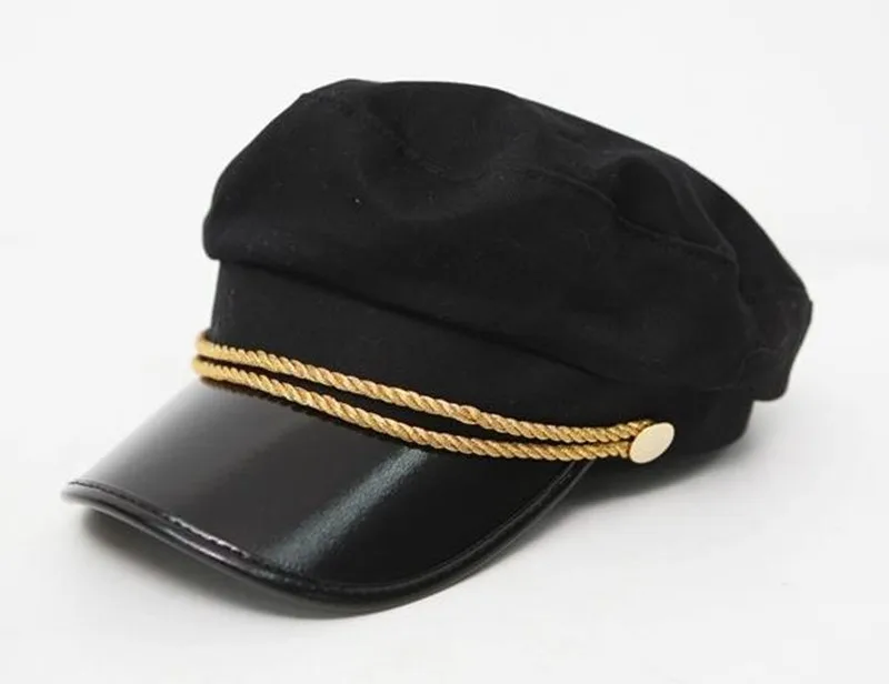 Мужские Ladoes черный хлопок заклепки курсант крышка армия фуражке городской