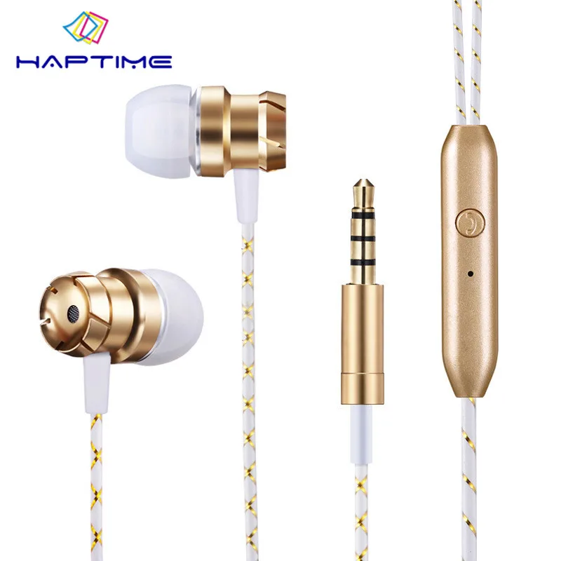 HAPTIME металлический 3 5 мм наушники-вкладыши Наушники с басами стерео гарнитура для