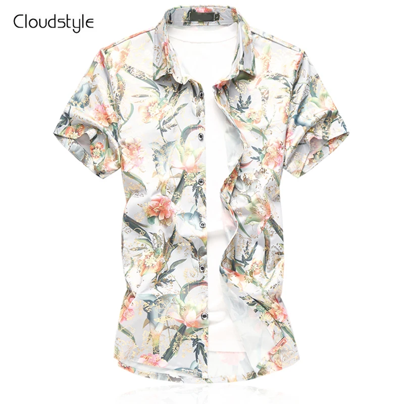 Cloudstyle 2018 Лето Для мужчин футболка с коротким рукавом модные patchworked Цветочный
