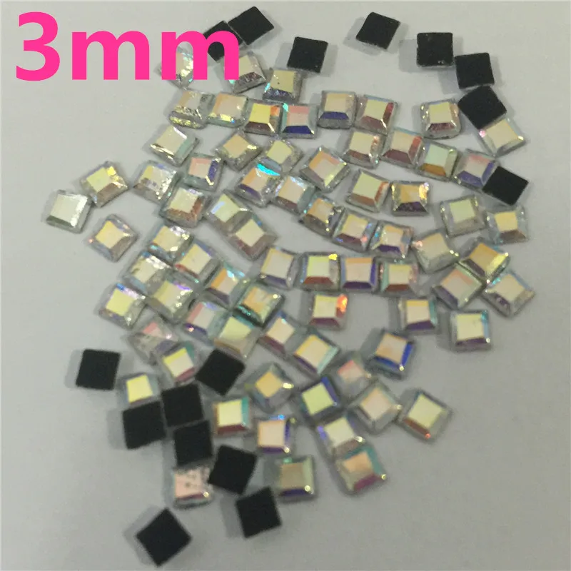 100 шт Кристалл AB 3*3 мм квадратная форма горячей фиксации FlatBack strass прозрачные