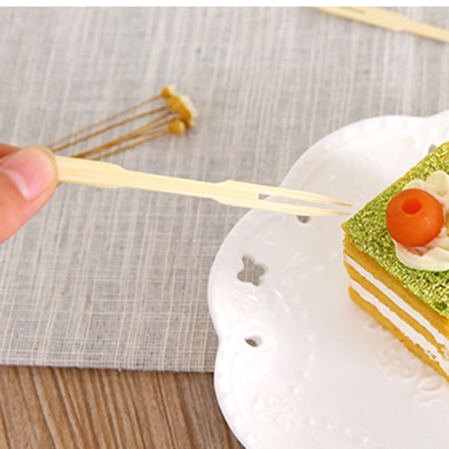 

Disposable Fruit Small Fork Bamboo Kichen Accessories Sushi Restaurant Supplies Dessert Fork Forchette Coupe Fourche Garfos 632
