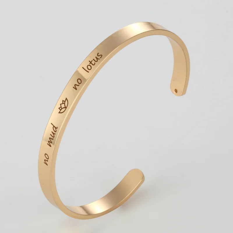 Браслет манжета LOTUS Yoga Mantra из нержавеющей стали с гравировкой|mantra bangle|bangles for meninitial