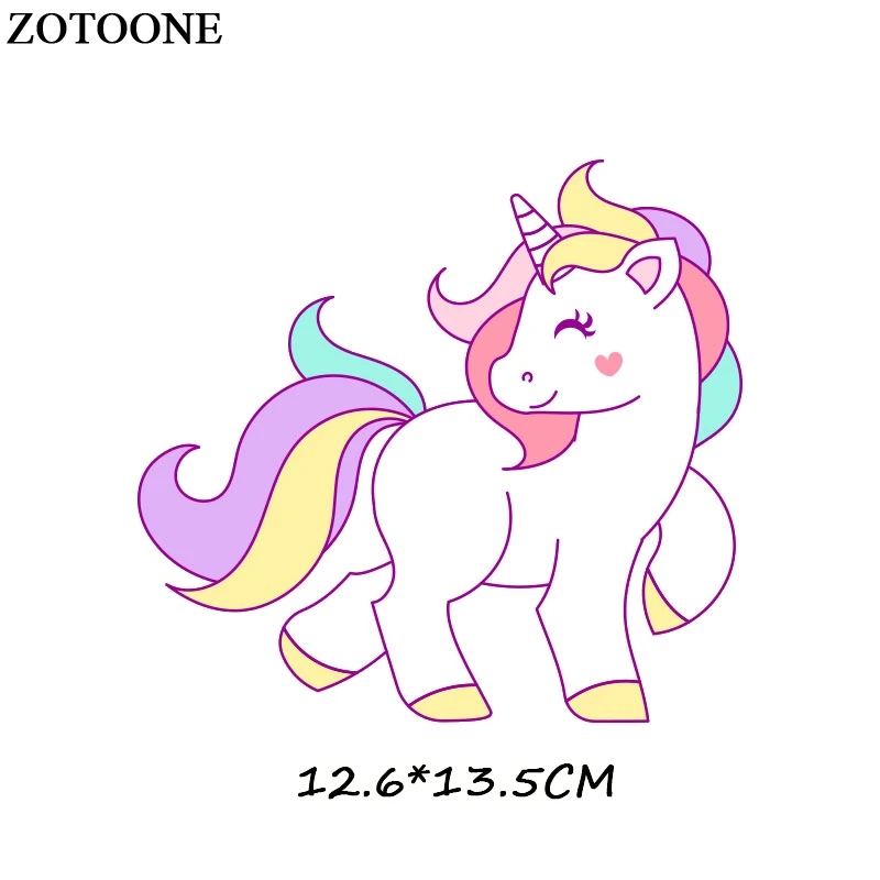 Наклейки ZOTOONE для детской одежды Мультяшные нашивки в форме единорога железные