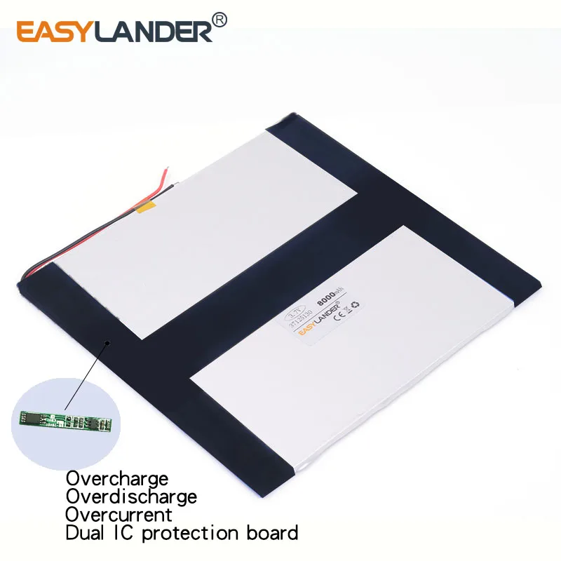 

3.7V 8000mAH 37125130 Polymer lithium ion / Li-ion battery for tablet pc onda sanei ainol pipo