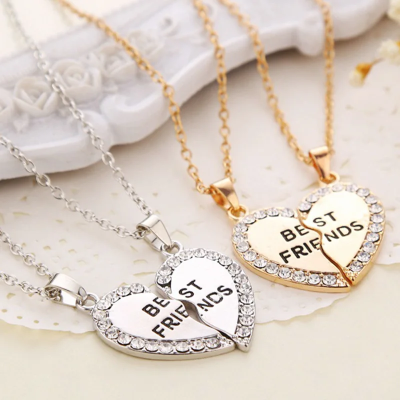 Двухцветная подвеска Best Friend с золотым и серебристым кристаллом в форме