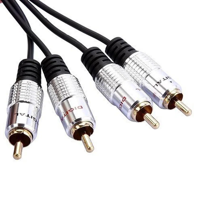 3 фута 1 м металлический корпус позолоченный двойной RCA папа-папа аудио кабель