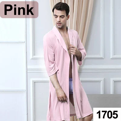 Men Pink Для женщин летние сосать пот трикотажные Добби халат сексуальный кимоно Банный халат Femme невесты Халаты Свадебные халат Для мужчин Ночное - Цвет: Men Pink