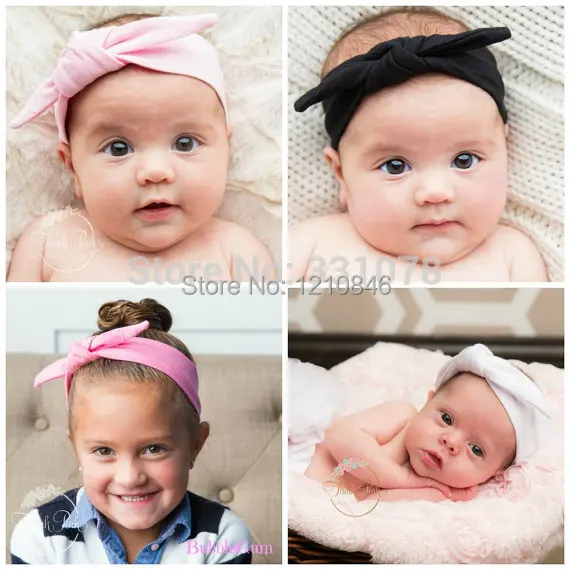 Детский хлопковый ободок с бантом модная повязка на голову ушками кролика для