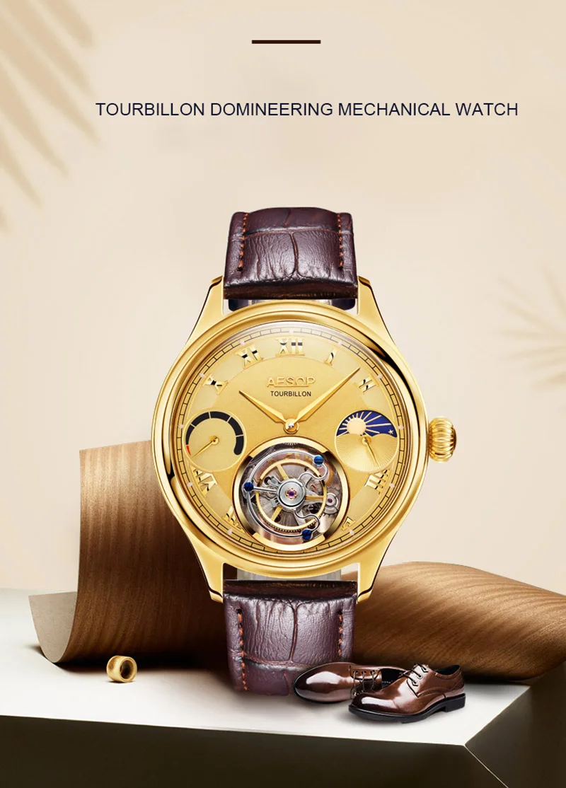 Высококачественные Tourbillon часы с копейкой, мужские роскошные многофункциональные часы с Луной и телефоном, механические часы, мужские часы montre homme 7001