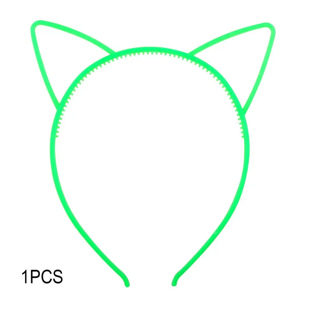 green cat hairband Candygirl светящиеся ободок с ушками эластичный Кот светящиеся повязки для волос для женщин для маленьких девочек зубы повязка для волос BirthdayHeadwear аксессуары для волос - Цвет: green cat hairband
