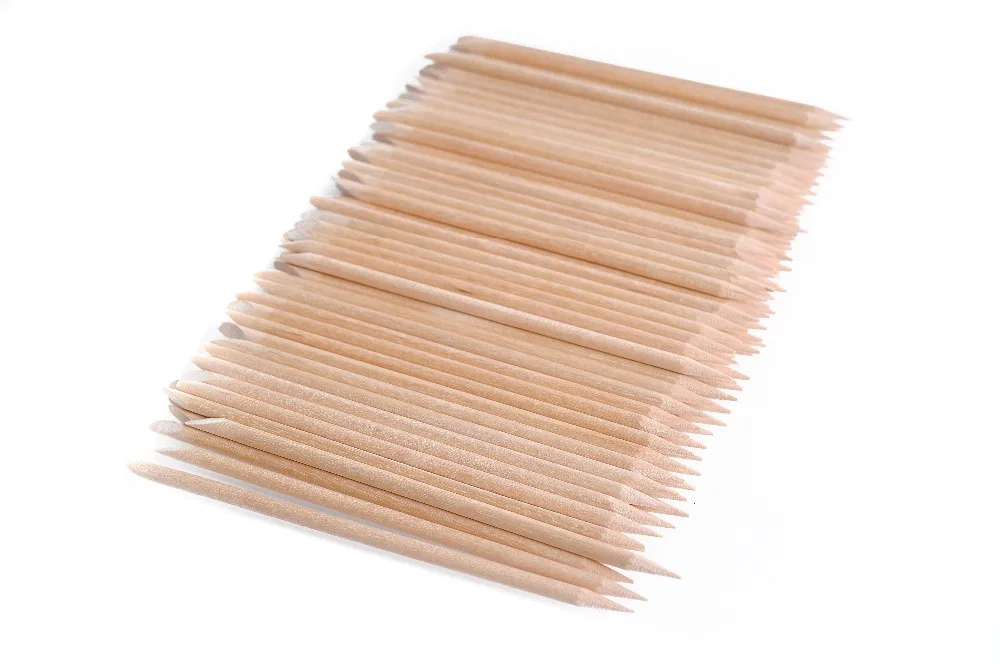 100 шт. дизайн ногтей двухсторонняя оранжевая деревянная палочка толкатель для