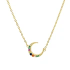 Женское классическое ожерелье с кулоном Луна, золотистого цвета с фианитом, изящное ожерелье на цепочке, ювелирные изделия