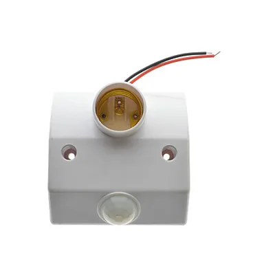 

IWHD DIY E27 PIR Infrared Sensor Switch Lamp Holder E27 Socket White Plastic Bulb Holder