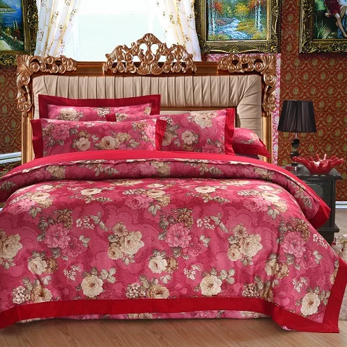 bedding set 12 Розовый Фиолетовый Комплект постельного белья королевского размера кровать/Простыня Набор хлопок постельное белье пододеяльник juego/ropa de cama parure de lit - Цвет: bedding set 12