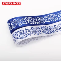 45yards 25mm blue white flowers printed ribbon polyester ribbon diy gift wrapping holiday party decoration hair accessories