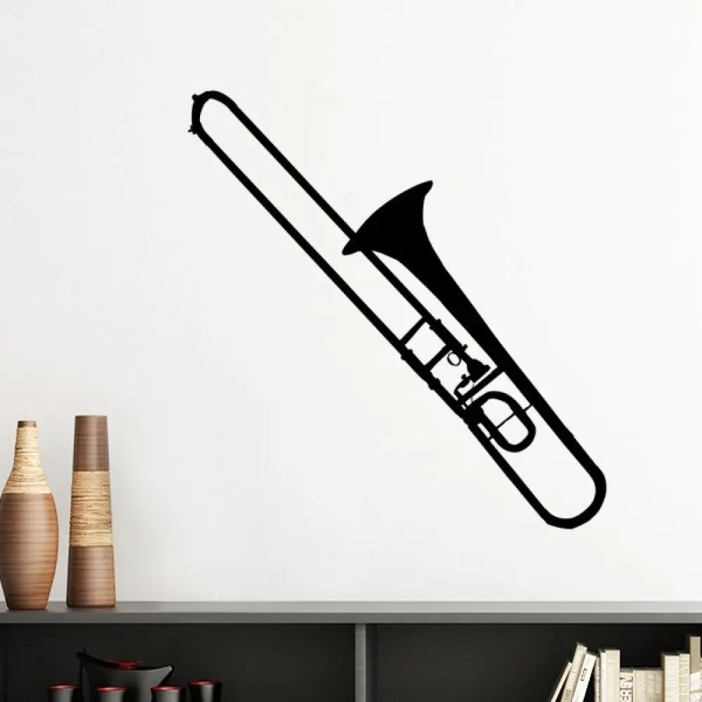 

Trombone Classical Music Instrument Pattern Silhouette Removable Wall Sticker Art Decals Mural DIY Wallpaper for Room Decal