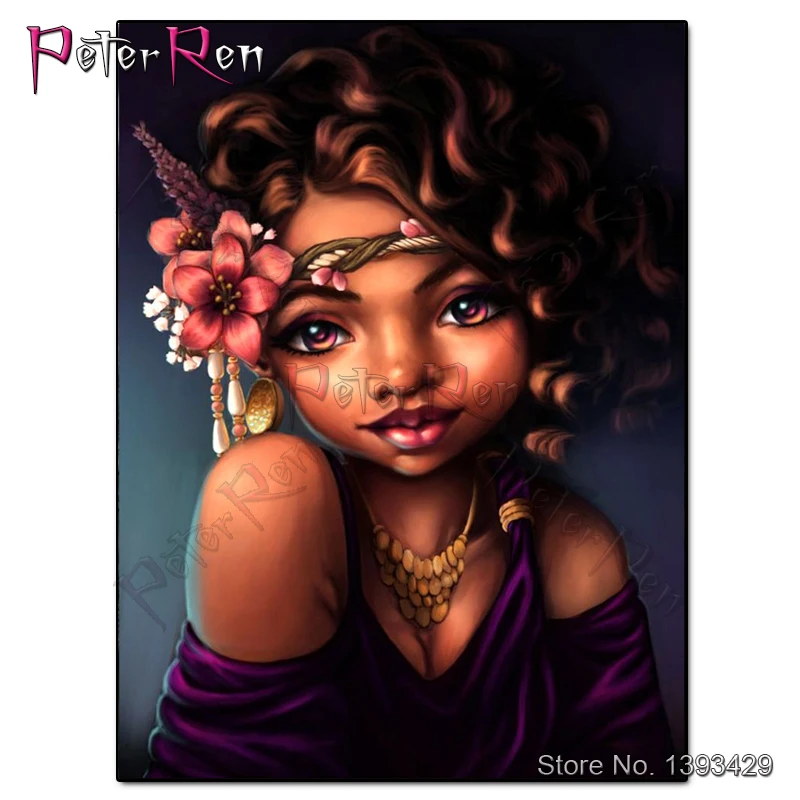 

Peter ren Diamond Cross Painting Stitch Diamond Embroidery African Girls 5d Needlework Home Decor DIY Art in from Home&Garden on
