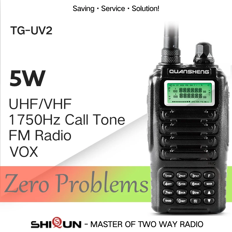 Высокое качество QUANSHENG TG-UV2 Ham Радио Двухдиапазонная 5 Вт QUANSHENG TG UV2 УКВ мощная рация с FCC CE сертификацией