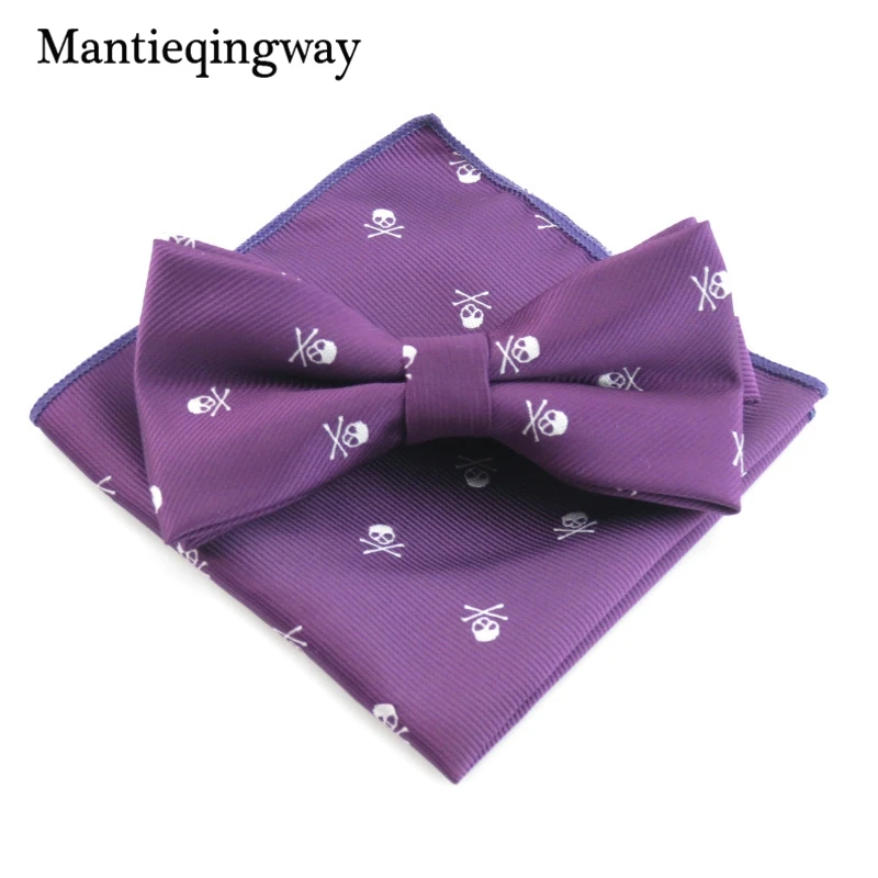 Mantieqingway деловой 23*23 см мужской платок полиэстер галстук-бабочка набор Череп
