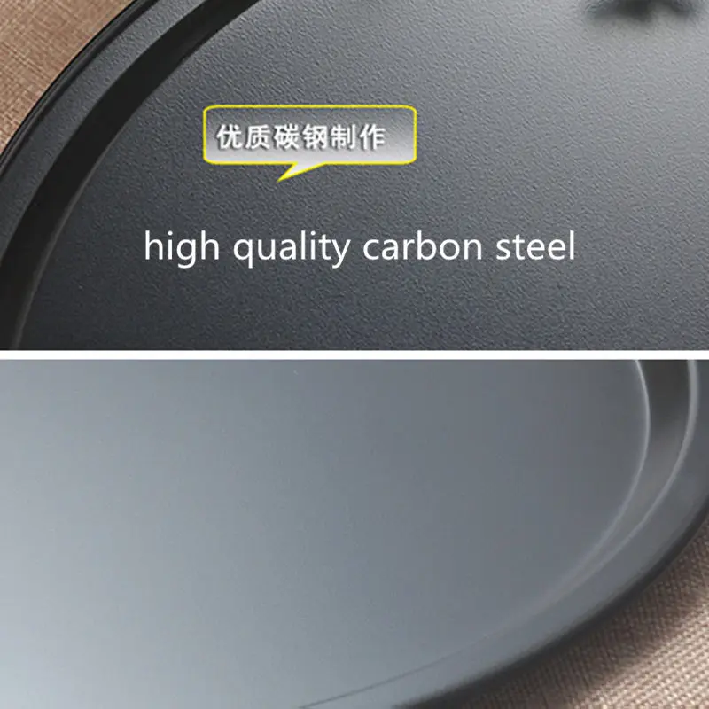 DOREENBEADS - Круглая пицца-пироговая каменная плита из углеродистой стали диаметром 12 дюймов, антипригарное покрытие, подходит для домашней пекарни и печи, кухонные инструменты, 1 шт.