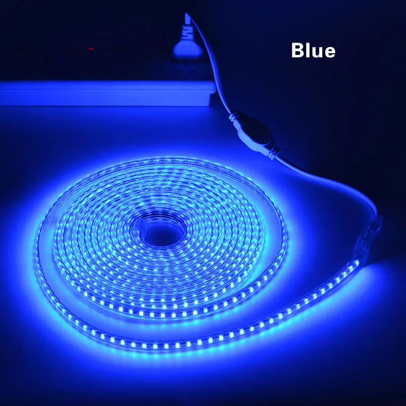 2835SMD-Blue 220 В светодиодная кухонная лампа с европейской вилкой, неоновая вывеска, лампа для шкафа, шкаф, светодиодный светильник для шкафа, лента 1 м-10 м, водонепроницаемый домашний декор, лампа, светильник - Цвет: 2835SMD-Blue