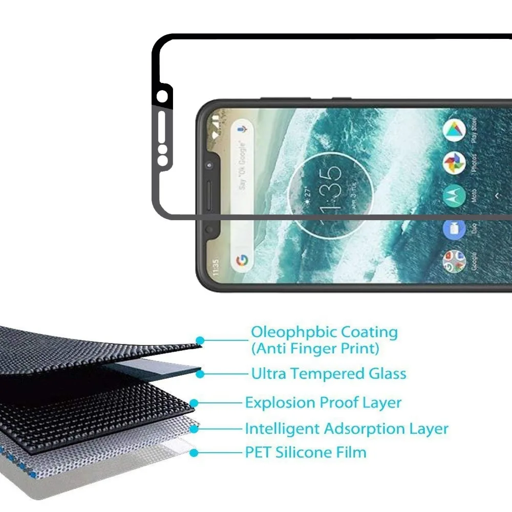 9D полное покрытие закаленное стекло для Motorola Moto One P30 Play Защита экрана Power Note