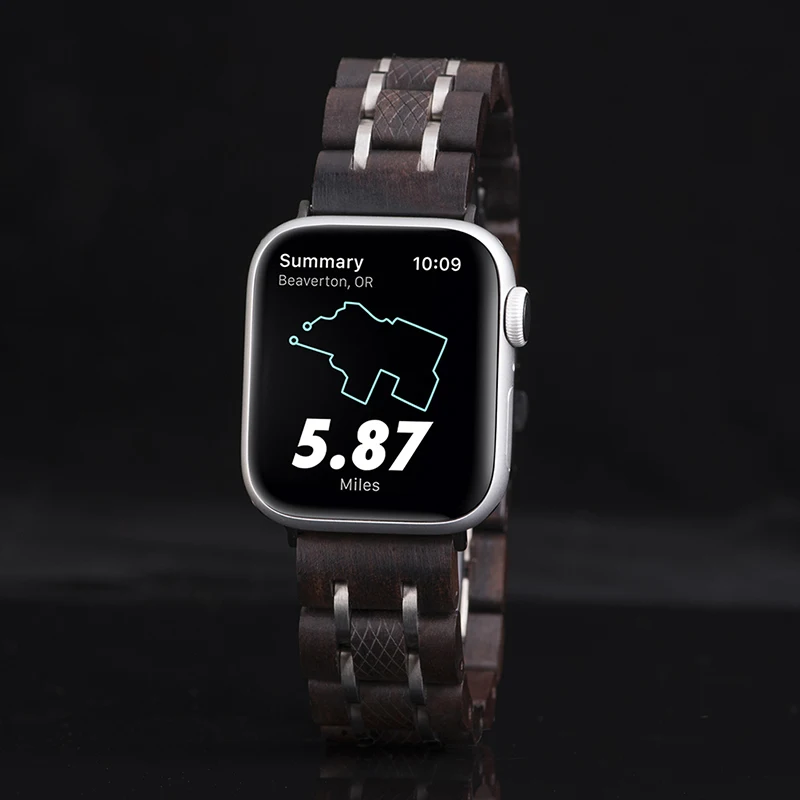 Замена браслета для Apple Watch 4 серии браслетов деревянный ремешок 38 мм 42 40 44 черный