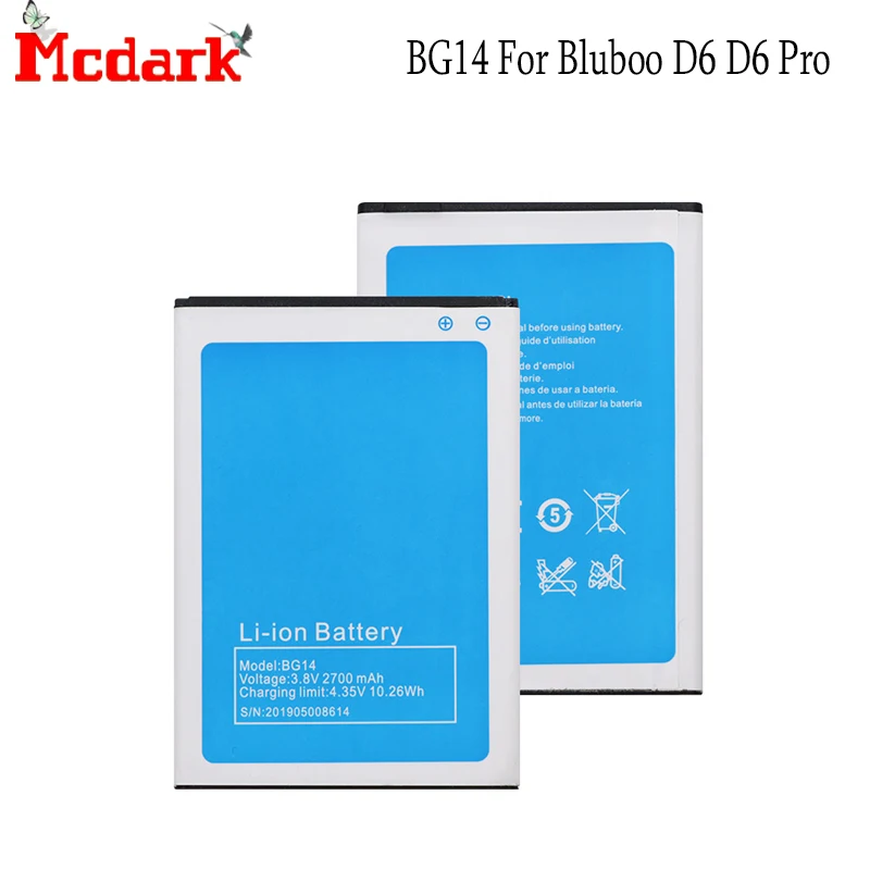 Mcdark BG14 для Bluboo D6 Pro Батарея Замена Высокое качество 2700 мАч Резервное копирование