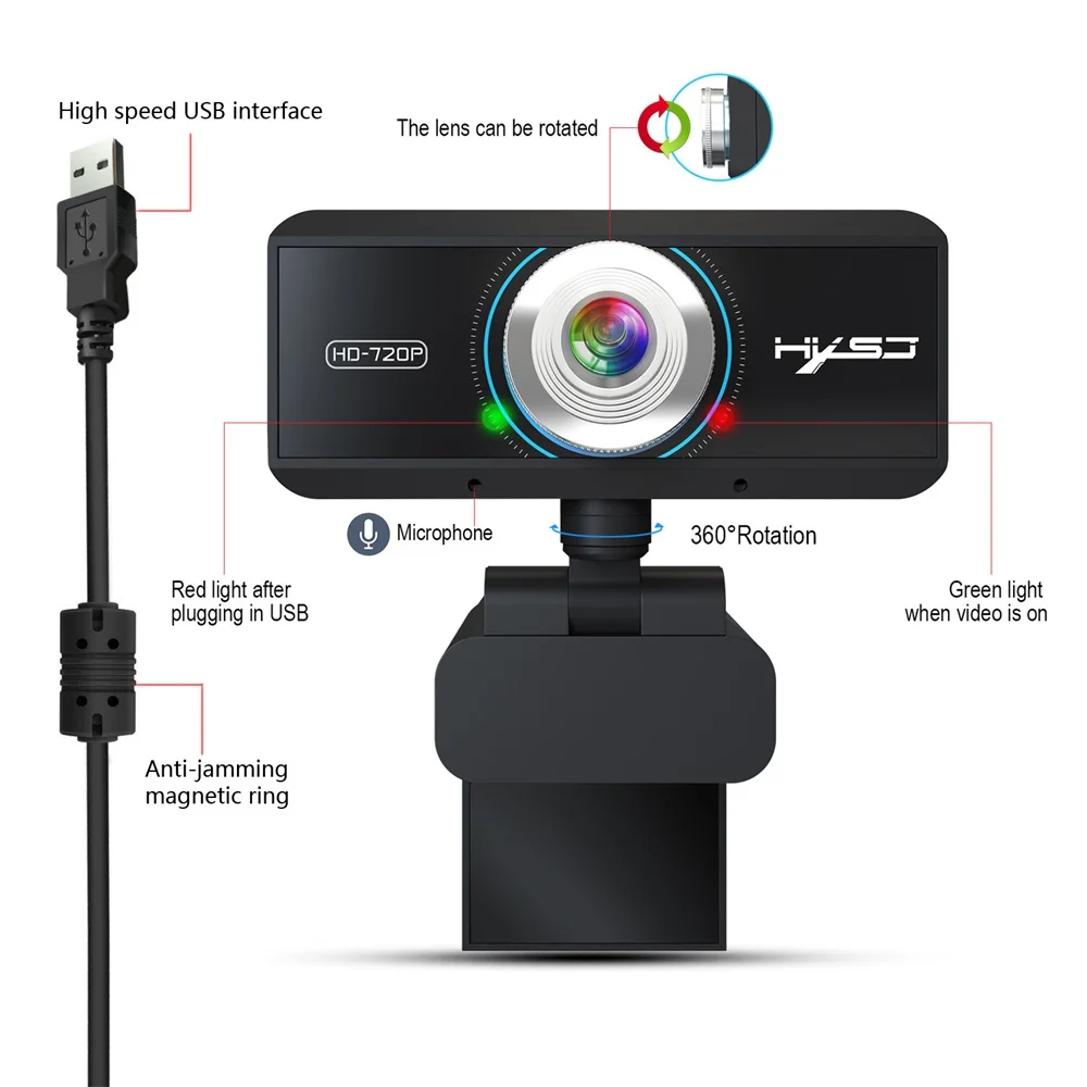 FELYBY S90 720P HD Компьютерная видеокамера Встроенный микрофон для видеосъемки веб