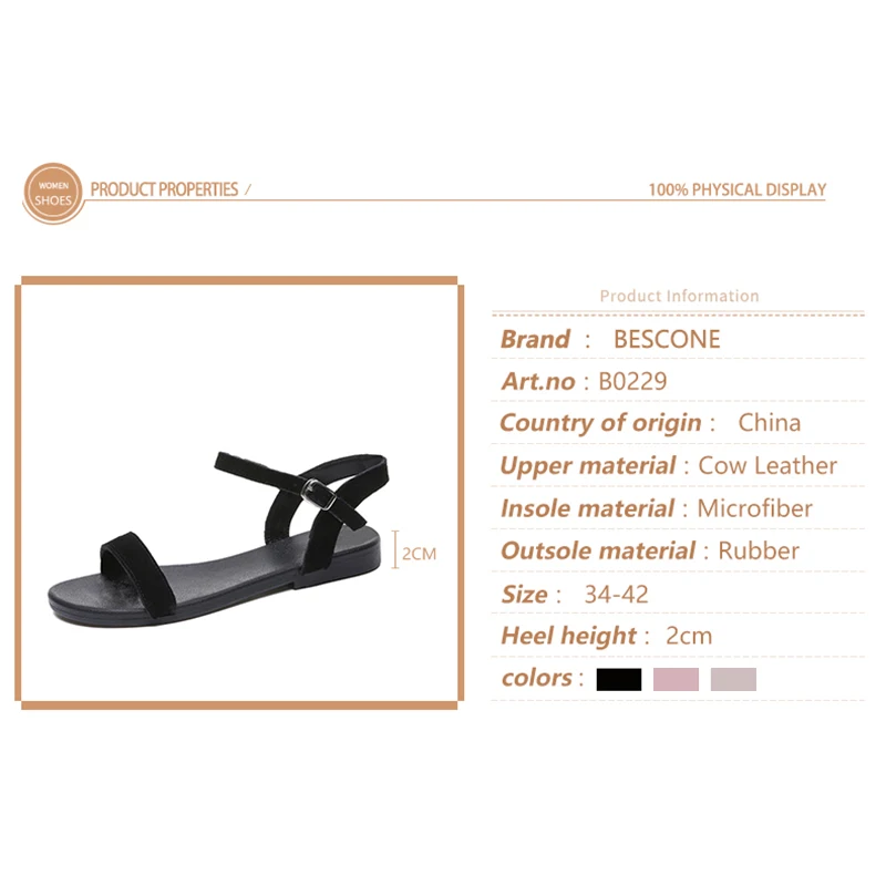 BESCONE/выразительные женские босоножки на плоской подошве Женские повседневные