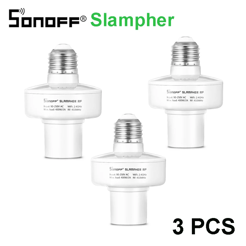 Itead Sonoff Slampher РФ 433 мГц Wi-Fi Умный Свет Держатель E27 Wi-Fi свет лампы накаливания Держатель поддерживает RF приемник для умного дома - Комплект: 3 PCS