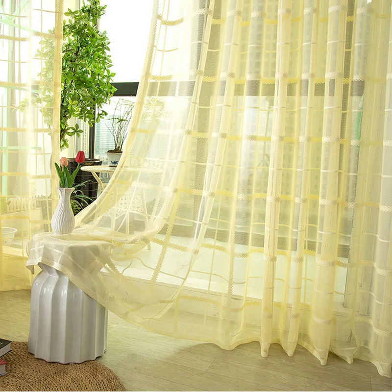 Color 2 Tulle Tiyana, готовая кухонная отвесная занавеска s для гостиной, декоративная клетчатая кружевная Тюлевая ткань, Современная оконная занавеска, M079#4 - Цвет: Color 2 Tulle