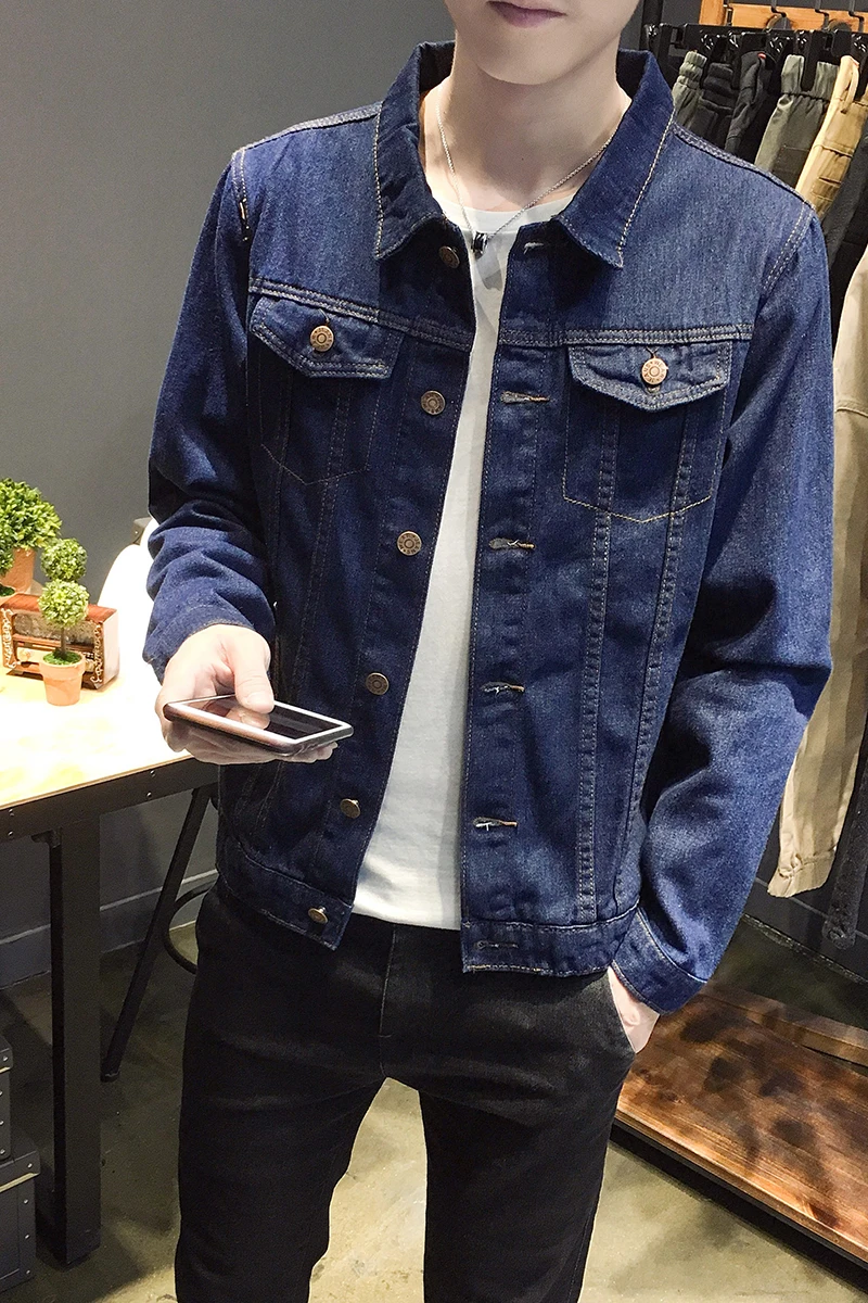 Мужская джинсовая куртка Повседневная модная ковбойская и пальто большие