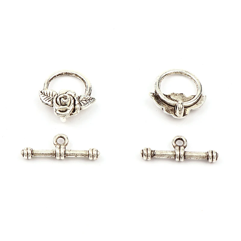 Цветок розы античный серебряный цвет от тумблер пряжки разъемы подходят браслет