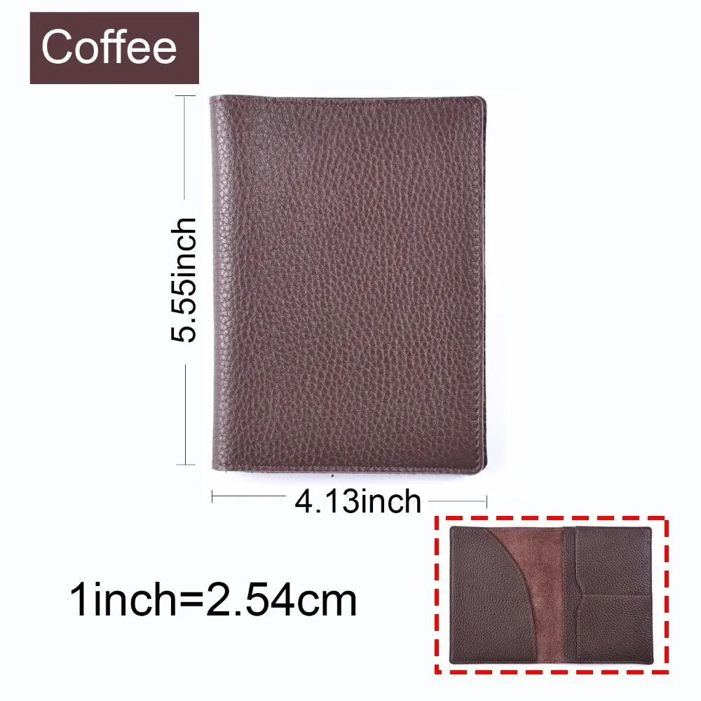 Coffee Новые поступления, Обложка для паспорта, Твердый Чехол для кредитных карт, держатель для карт, натуральная кожа с зернистой текстурой личи, деловая, для путешествий, Кожаная Обложка для паспорта - Цвет: Coffee