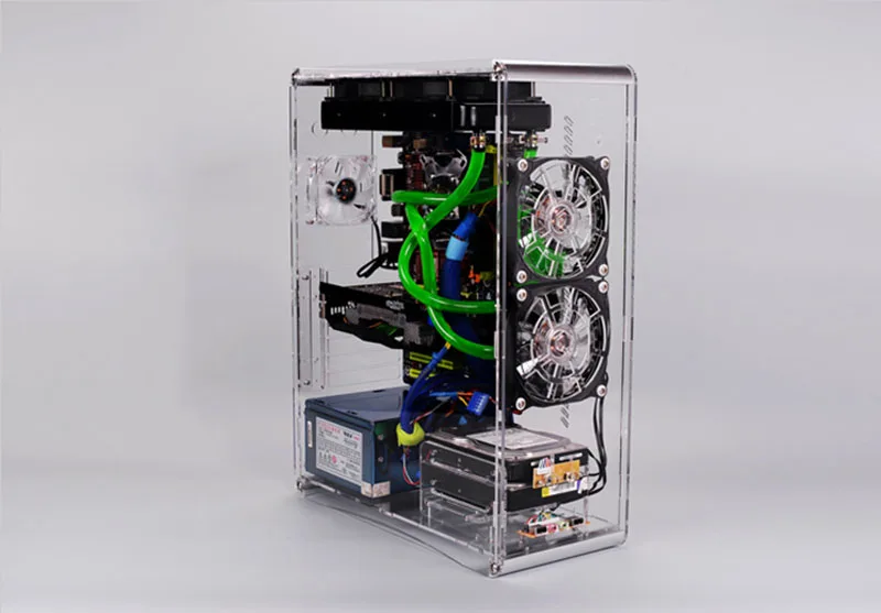 390*170*440 мм DIY QDIY полный прозрачный MicroATX акриловый компьютерный корпус водяного охлаждения вертикальное игровое шасси gabinete computador