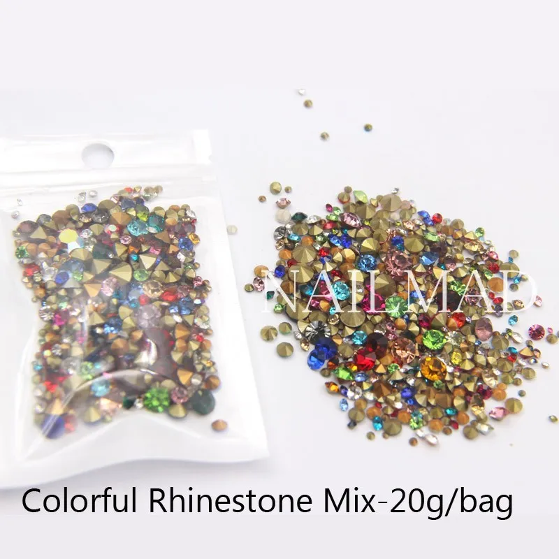 20g Colorful Mix Разноцветные стразы для дизайна ногтей с разноцветным опалом, цветные стразы AB для горячей фиксации, стразы для дизайна ногтей - Цвет: 20g Colorful Mix