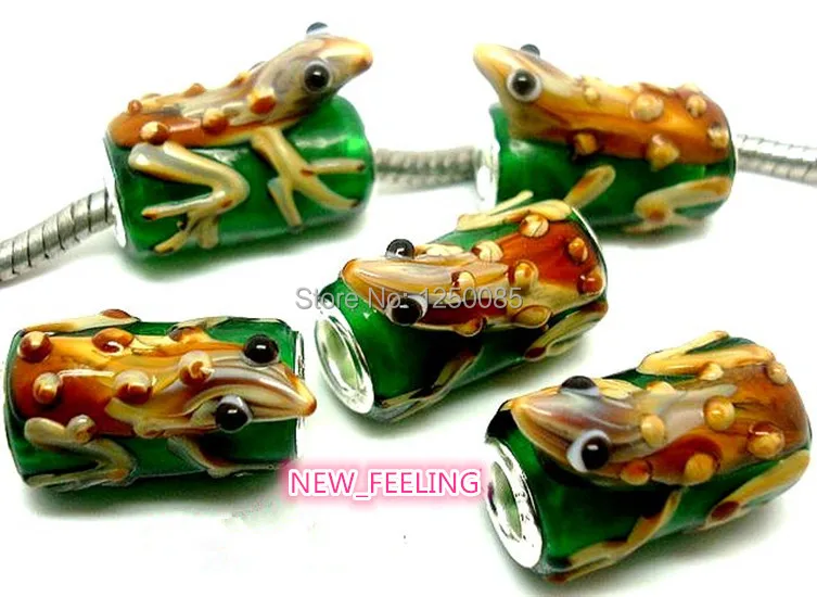 10 шт. высокое качество зеленый цвет Золотая ящерица стеклянные бусины