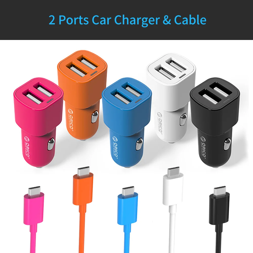 ORICO 2 порта мини зарядное устройство USB Автомобильное зарядное устройство 50 см зарядное устройство кабель данных 5V2. 4 5V1A Макс 17 Вт - Тип штекера: Charger with cable