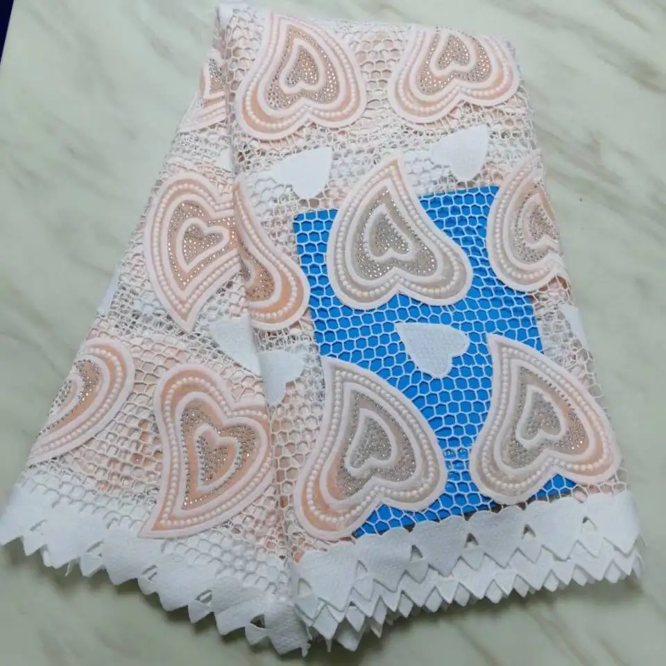 5Yards/pc Fashionable white african milk silk lace and royal blue french velvet fabric with rhinestone for dress BM21-1 | Дом и сад