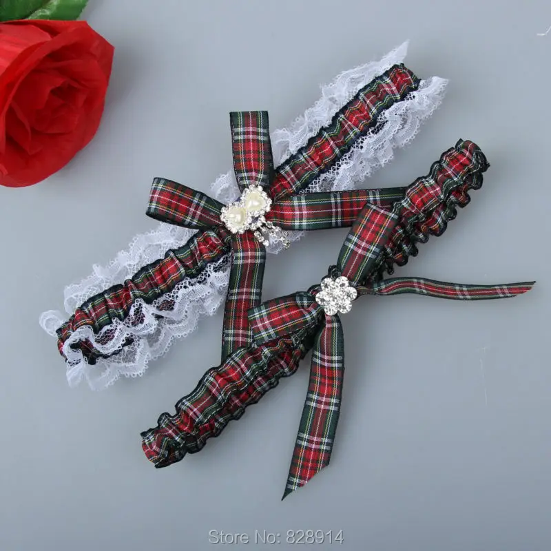 

2016 Original New Design Lace and Ribbon Wedding garter Set Including Keepsake garter and toss garter handmade