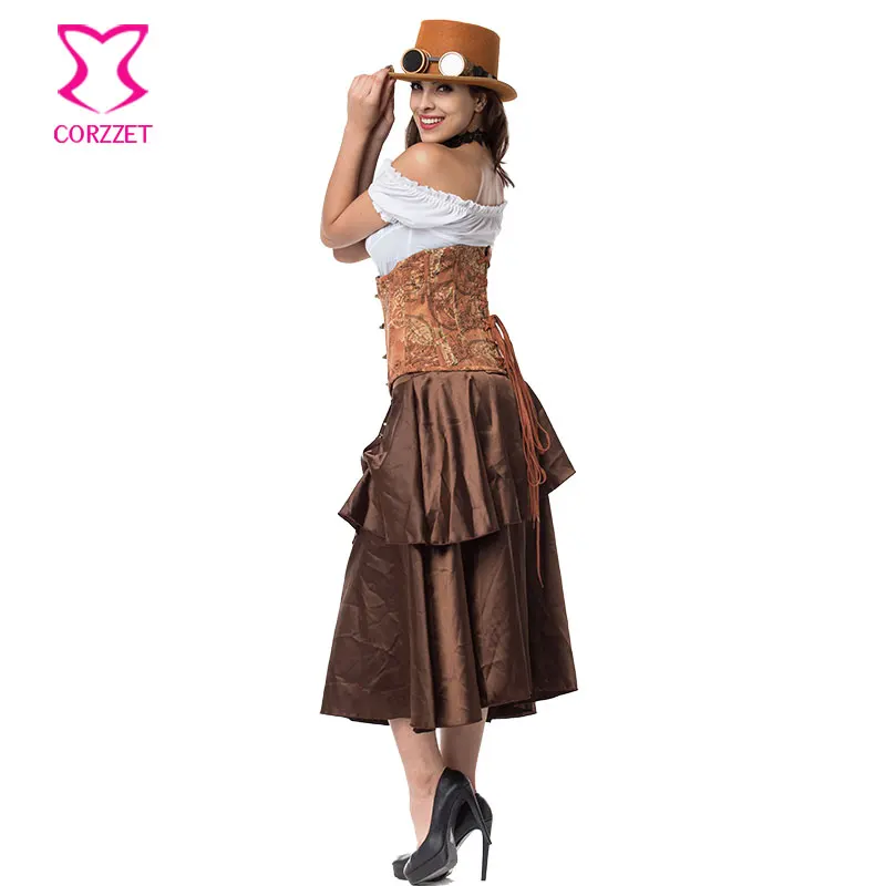 Корсет винтажный в стиле стимпанк под грудью облегающий Готический корсет и