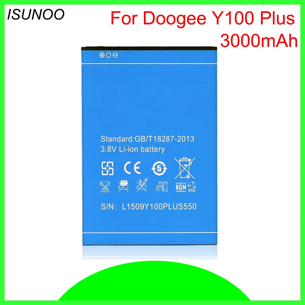 ISUNOO 5 шт./лот Сменный аккумулятор для DOOGEE Y100 Plus 3000 мАч сотового телефона Doogee Valencia 2