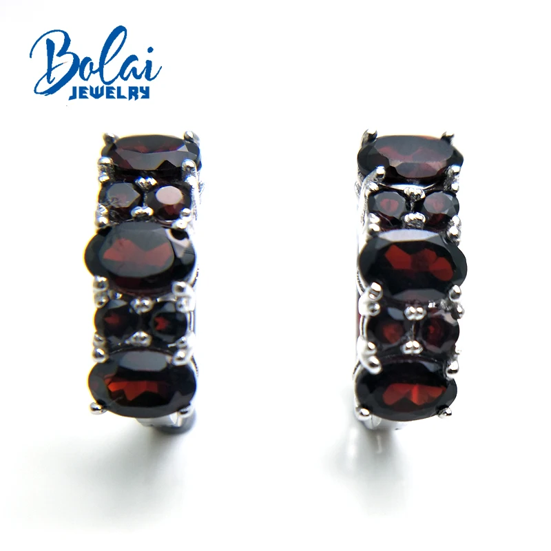 Bolaijewelry, хит, продукт, натуральный гранатовый камень, застежка, простые особые серьги, серебро 925 пробы, хорошее ювелирное изделие для женщин