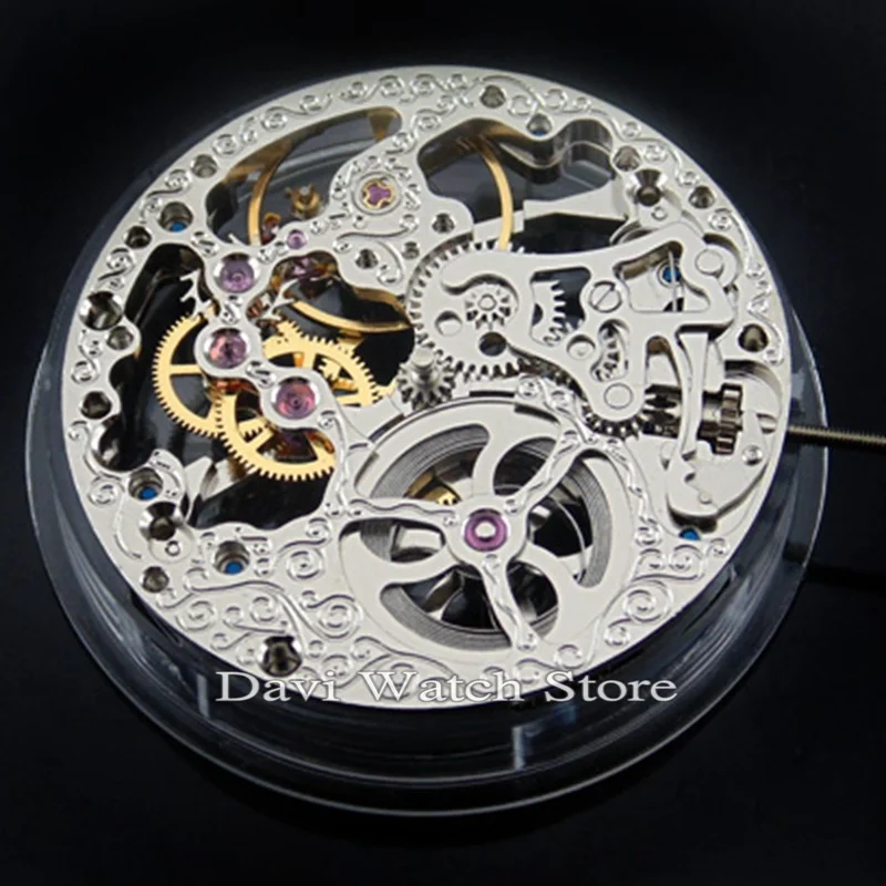 Мужские часы 17 драгоценностей серебристый скелет с ручным заводом 6497|6497 skeleton|watch