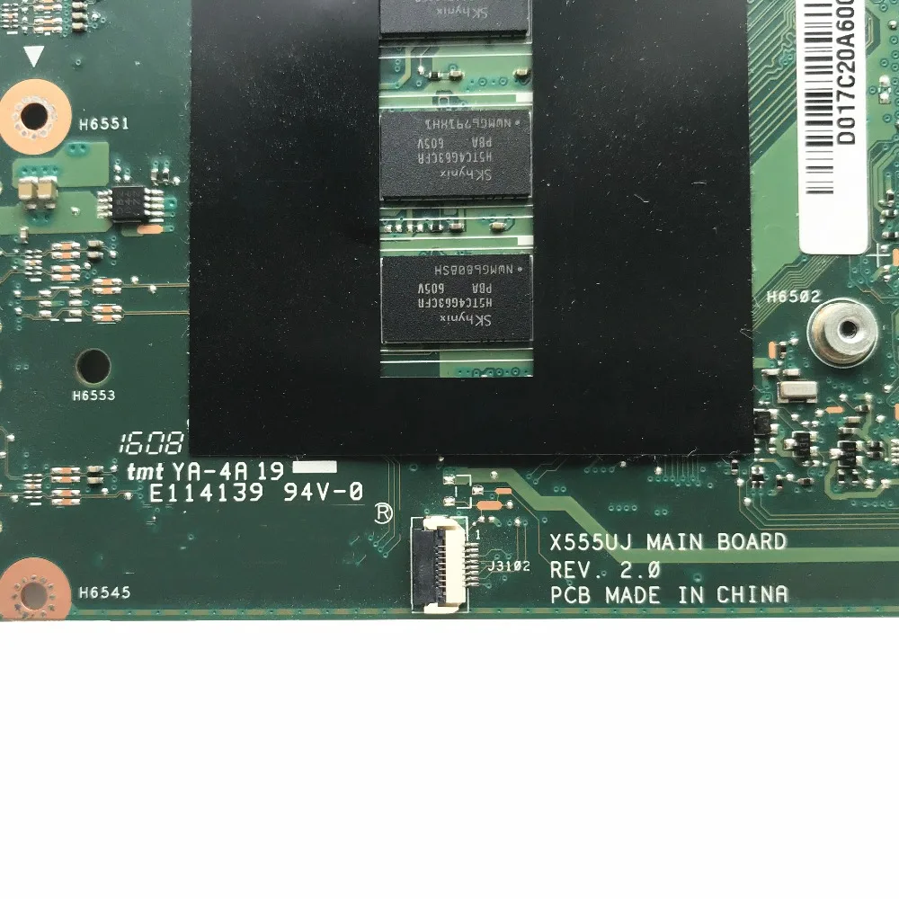 X555UJ REV:2.0 For Asus X555UA Laptop Motherboard With i7-6500U 2.50GHz CPU 4GB RAM DDR3L 60NB0AF0-MB1000 Not Repaired | Компьютеры и